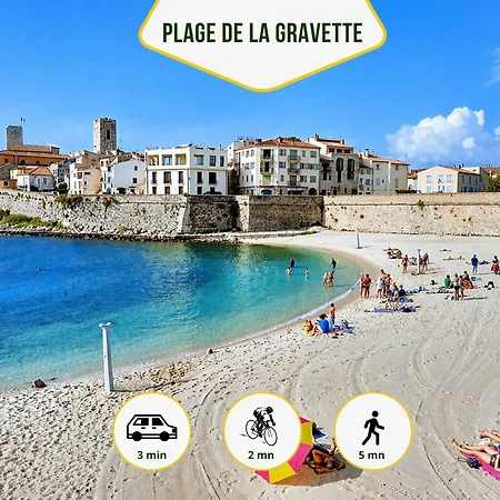 Appartement Grand Azur - Ideal Couple En Escapade Vieil - Terrasse - Climatisation - Wifi Hd - Gravette & Gare Sncf 5min A Pied - Port Vauban A Pied - Vieille Antibes